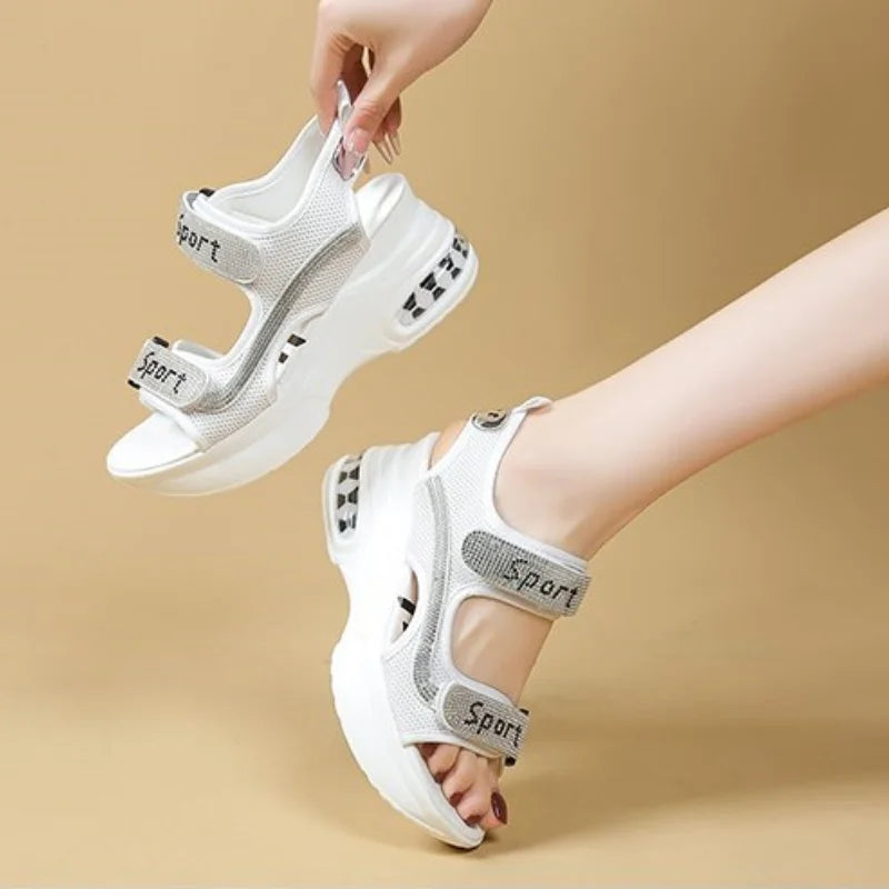 Women's Round Toe Thick Sole Wedge Sandals Casual Summer Shoes