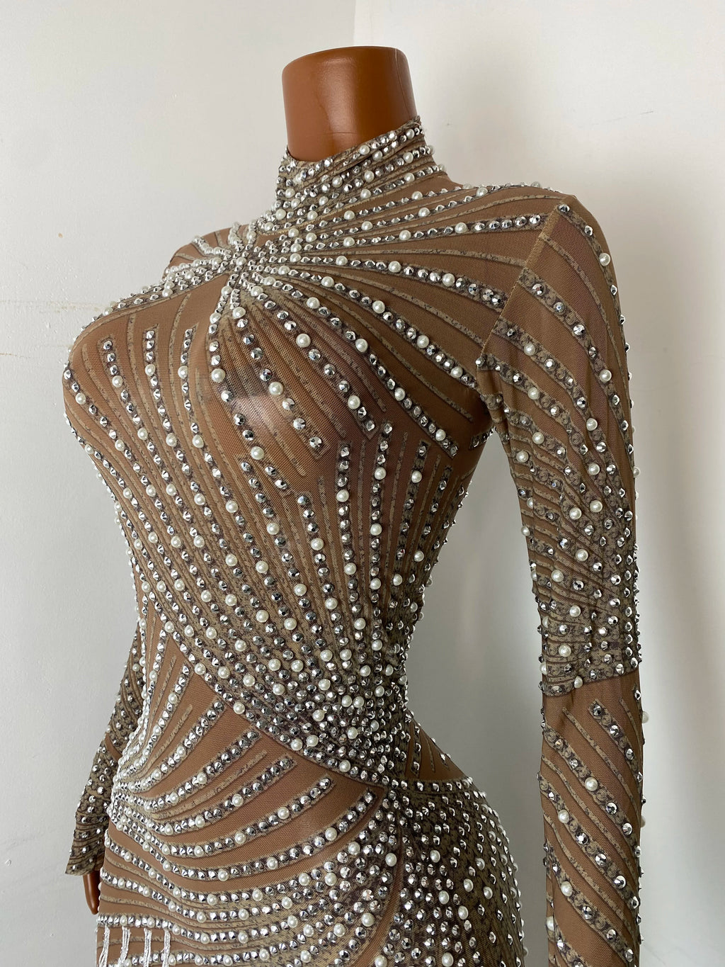 Women's Sexy Sequins Diamonds Tassel Bodycon Mini Dress