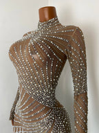 Women's Sexy Sequins Diamonds Tassel Bodycon Mini Dress