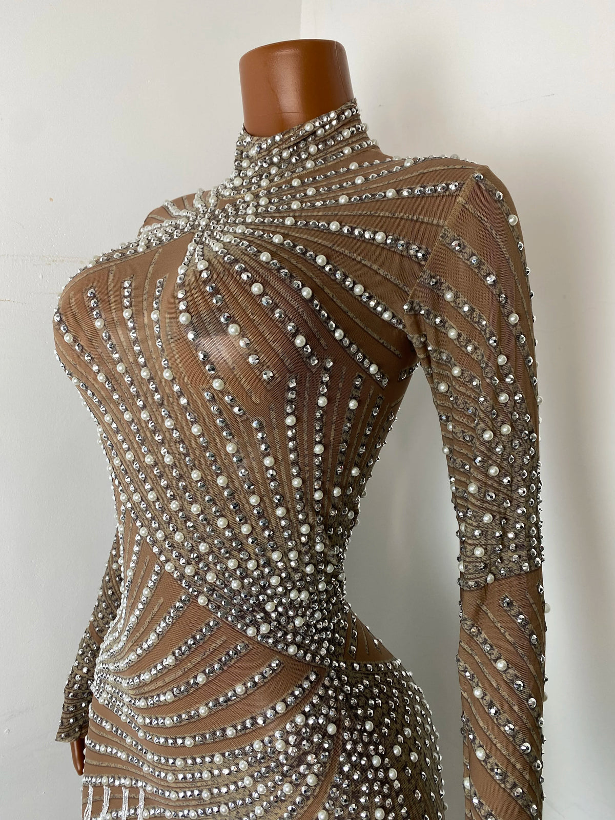 Women's Sexy Sequins Diamonds Tassel Bodycon Mini Dress