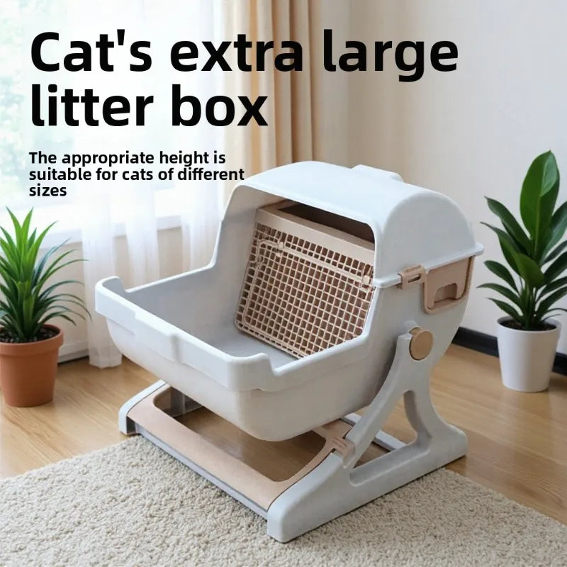 Semi-Automatic Self-Cleaning Cat Litter Box and Toilet Pan