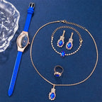 Women's Rhinestone Quartz Watch 6-Piece Jewelry Gift Set