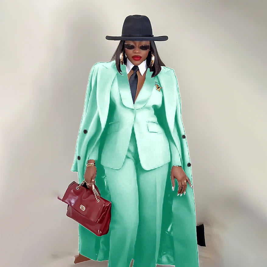 Men's Tailored Three-Piece Blazer Vest and Pants Suit