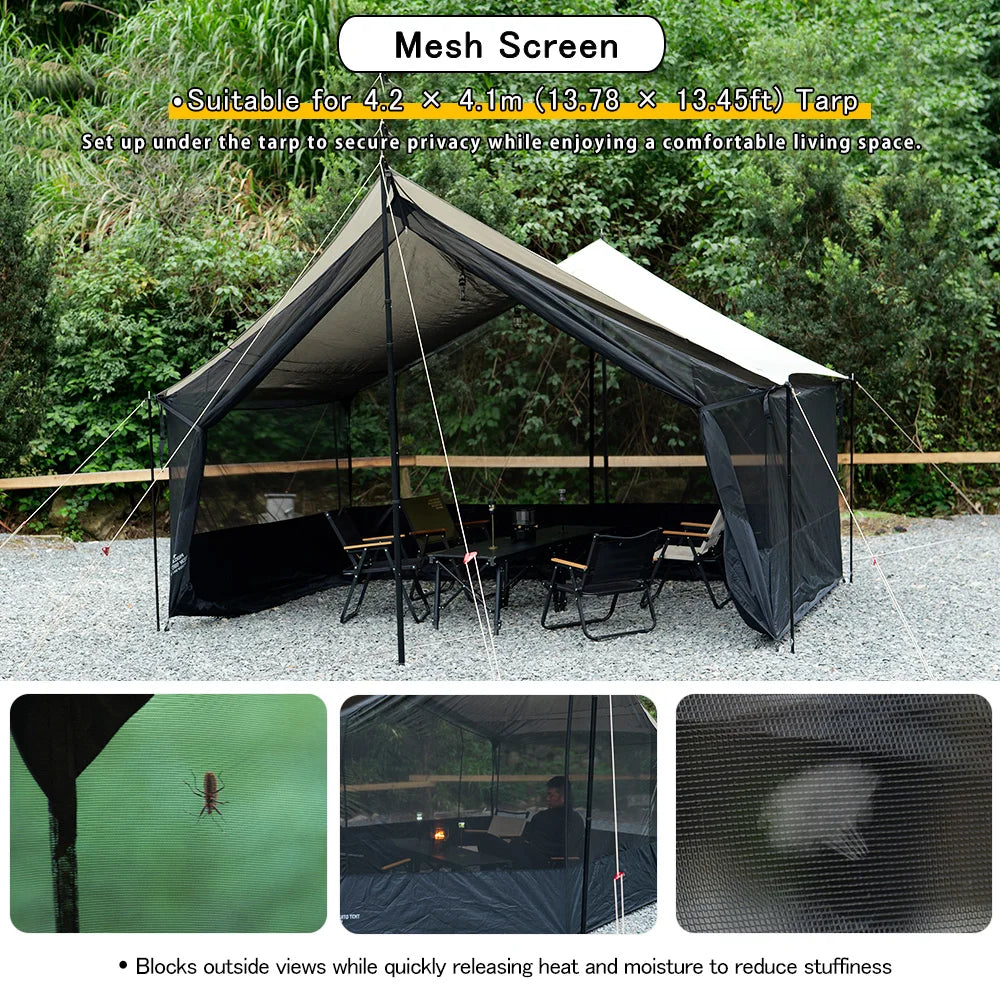 Hexagon Mosquito Net for 13.8x13.5ft Butterfly Tarp with Skirt