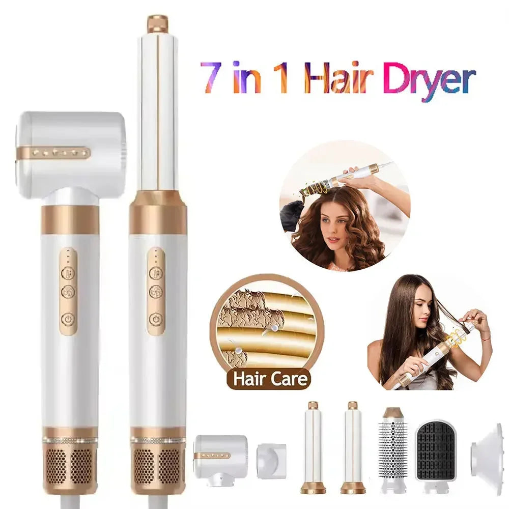7-in-1 High Speed Ionic Hair Dryer Brush and Auto Curler Set