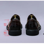 Men's Gradient Leather Brogue Shoes and Thick Sole Derby Footwear