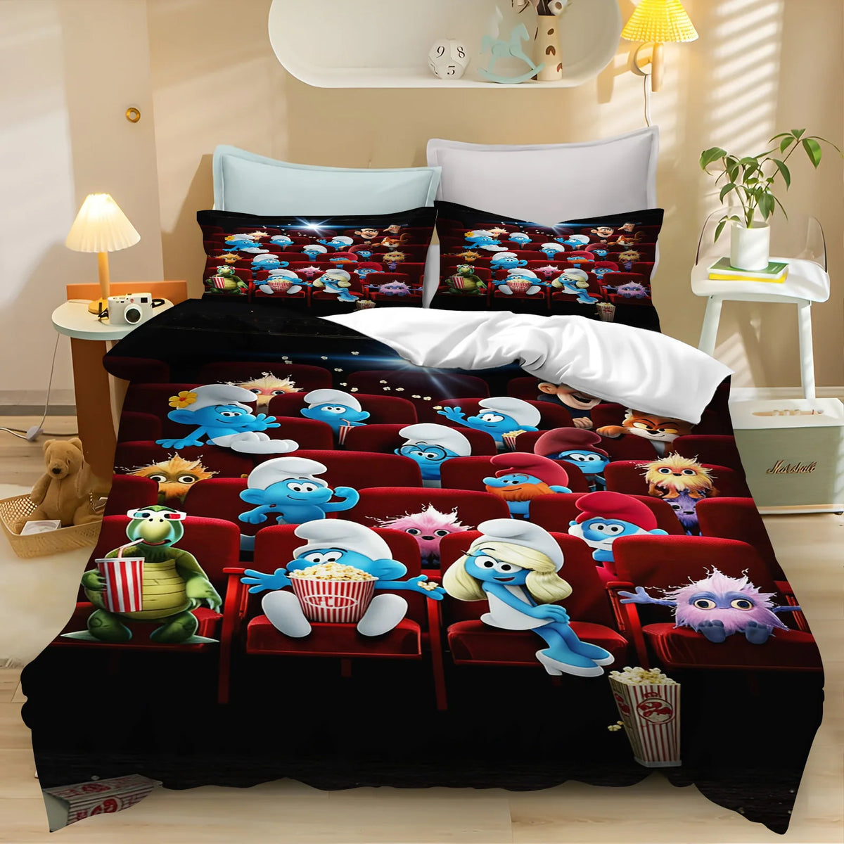 Smurfs Cartoon Duvet Cover and Polyester Bedding Set