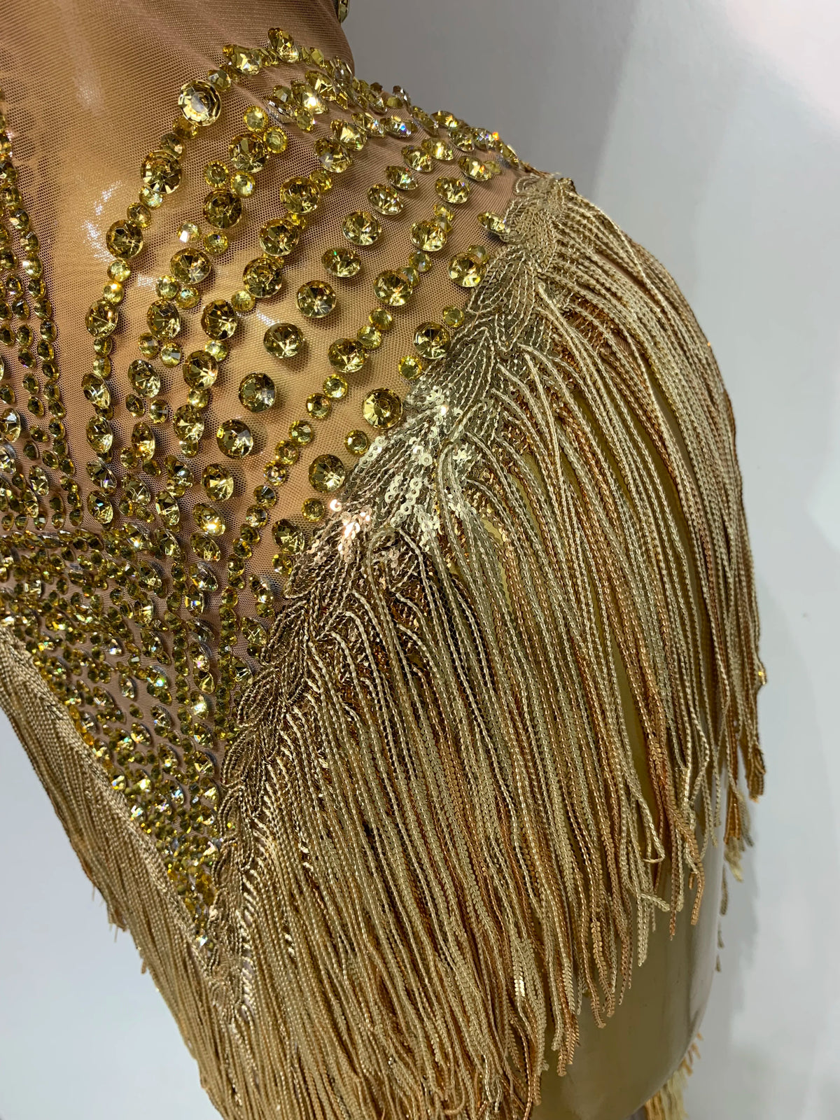 Women's Sexy Rhinestone Tassel Mesh Sleeveless Party Mini Dress