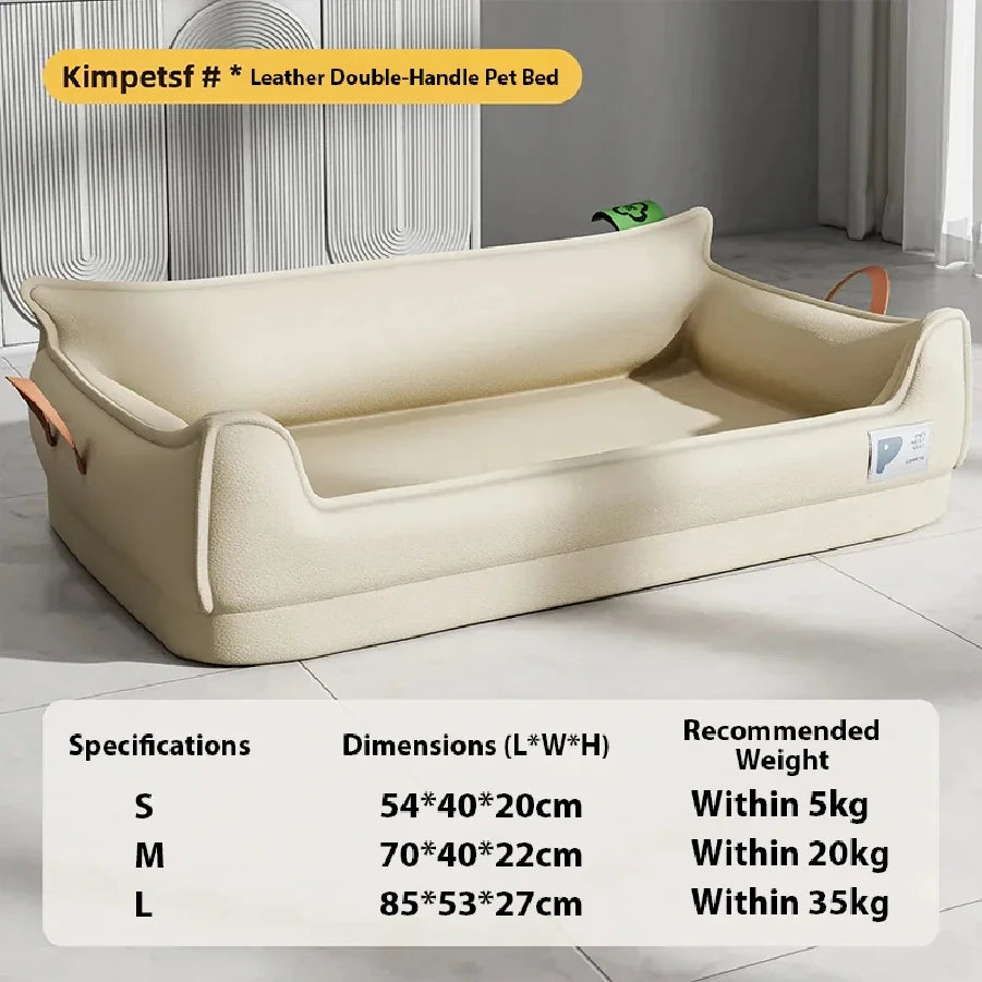 Orthopedic Leather Dog Bed Sofa with Non-Slip Bottom and Waterproof Washable Cushion