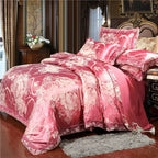 Satin Jacquard Bedding Set and Luxury Flower Duvet Cover Set