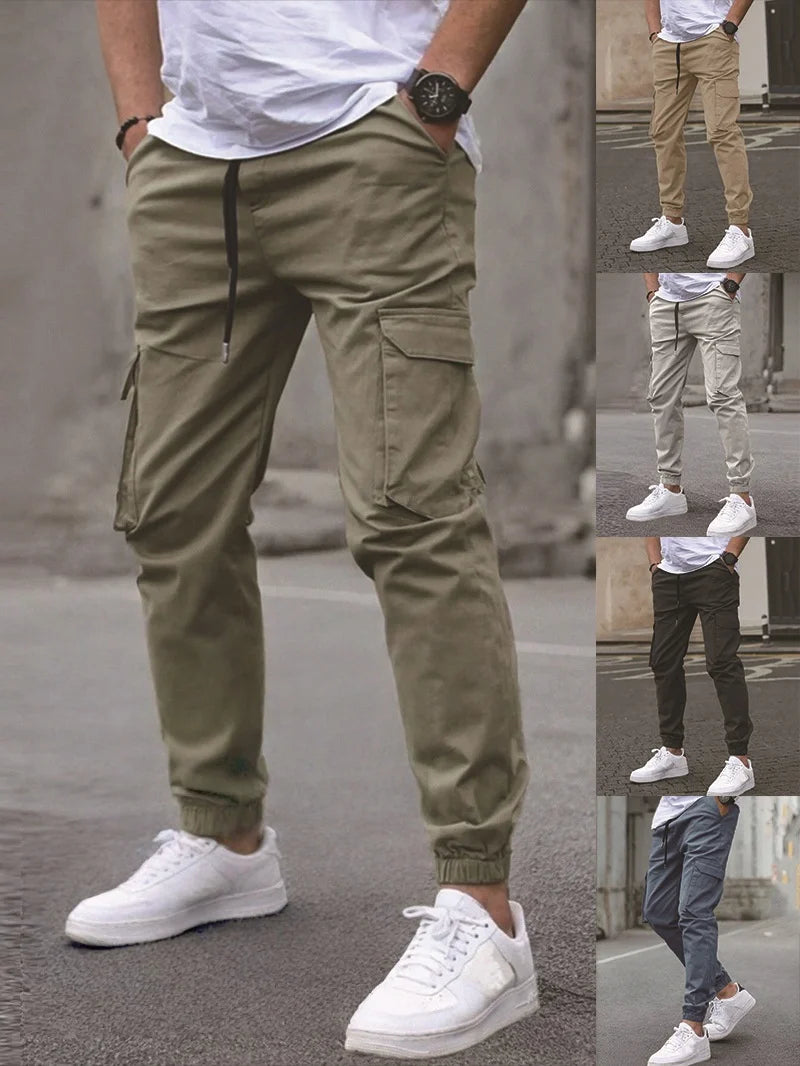 Men's Casual Solid Color Pocket Jogging Pants