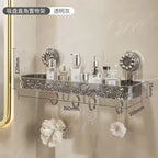 Glacier Texture Suction Wall Shelf and Bathroom Organizer