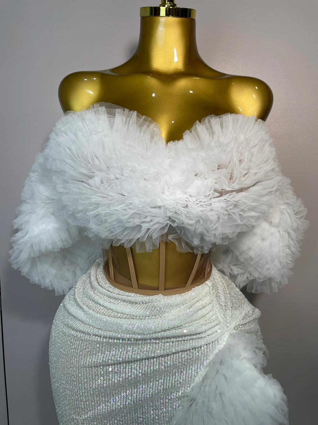 Women's Sexy Sequins Top and Skirt Two Piece Set