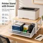Metal Microwave Stand with Drawer and Multipurpose Countertop Storage Rack