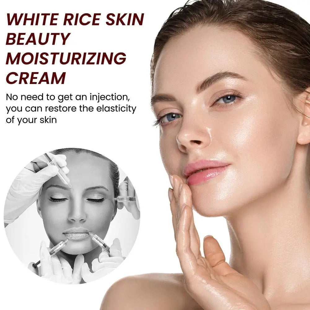 Unisex White Rice Essence Brightening Moisturizing Face Cream 1.1 oz
