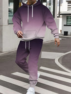 Men's Autumn Gradient 3D Print Hoodie and Sweatpants Tracksuit Set