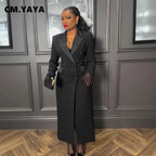 Women's Double Breasted Notched Maxi Blazer Dress