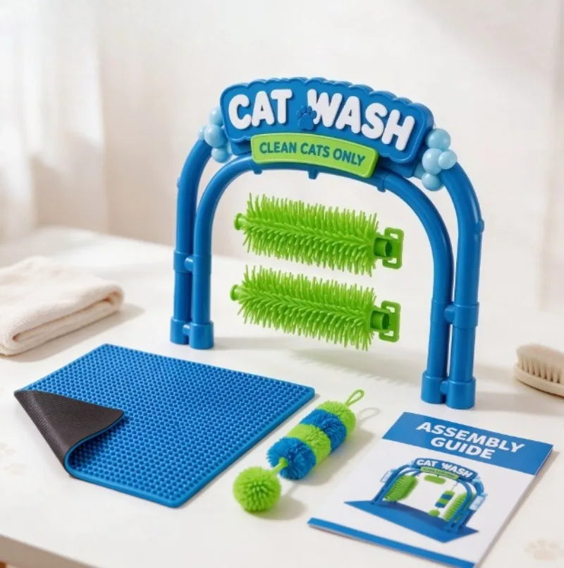 Cat Self Grooming Wash Station and Massage Brush Toy