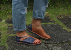 Women's Retro PU Leather Peep Toe Flat Sandals
