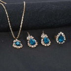 Women's Fashion Elegant Double Heart Necklace Earrings Bracelet Jewelry Set