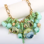 Women's Fashion Statement Three-Dimensional Rose Cluster Beads Necklace