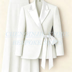 Women's Tailored Blazer Wide Leg Pants Suit