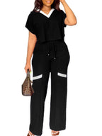 Women's Casual Short Sleeve Top and Straight Pants Set