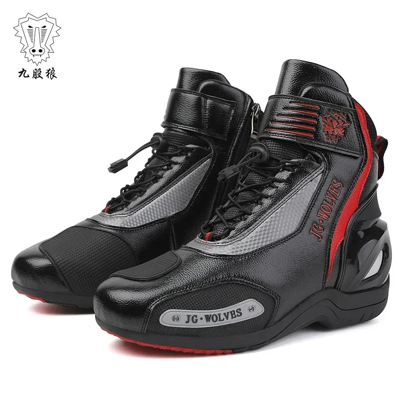 Unisex Leather Anti-Slip Urban Motocross Racing Boots D98
