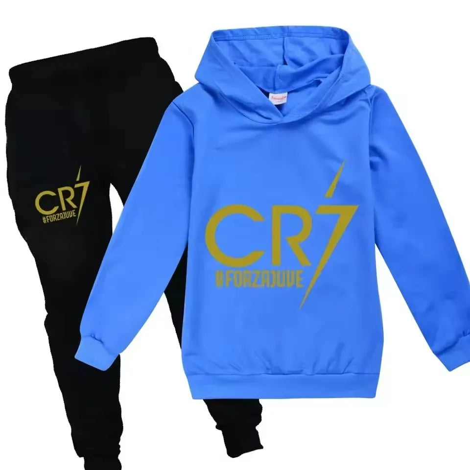 Boys' Football Print Hoodie Pants Two-Piece Set