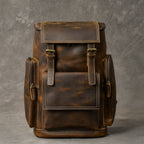 Men's Fashion Genuine Leather Large Capacity Hiking Travel Backpack