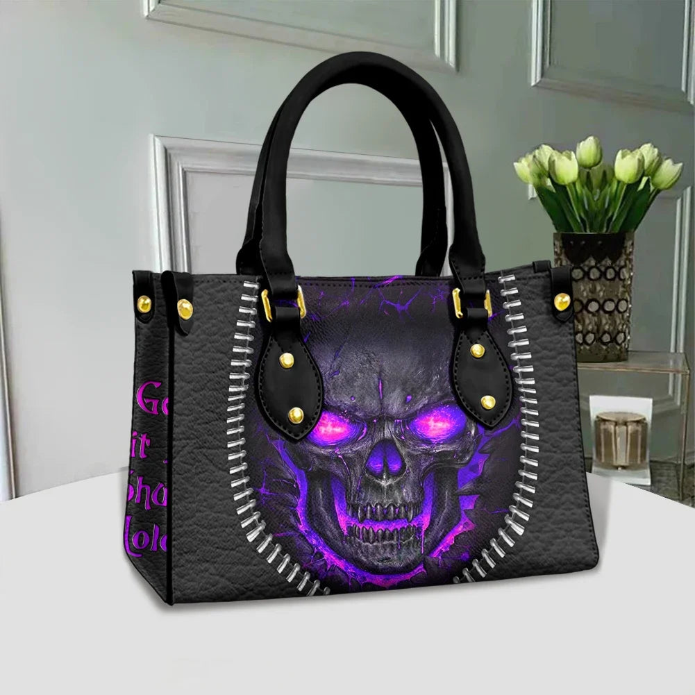 Women's Skull Pattern Faux Leather Shoulder Tote Bag