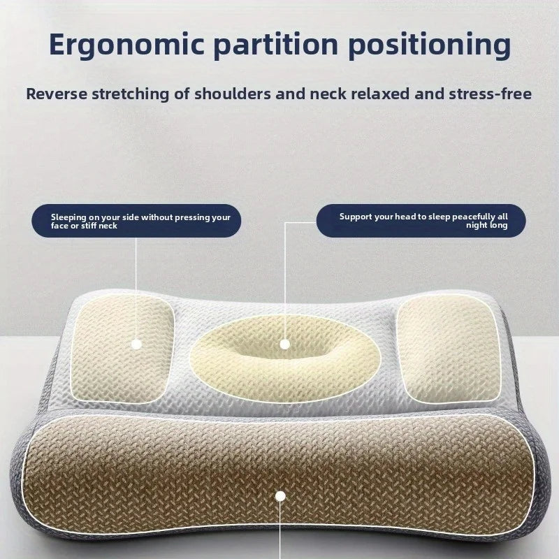 Ergonomic Zoned Traction Cervical Pillow Neck Support Grey