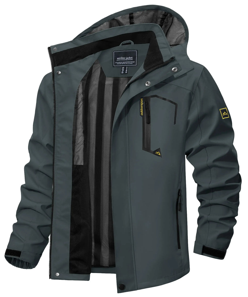 Men's Lightweight Waterproof Hooded Outdoor Hiking Rain Jacket TJ589