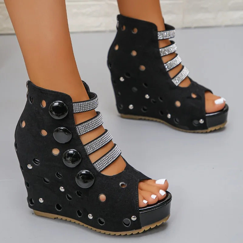 Women's Ultra High Heel Platform Wedge Sandals Open Toe