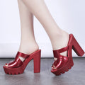 Women's Open Toe Chunky Platform Sandals 4-Inch Block Heel