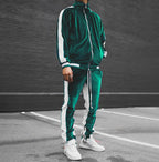 Men's Casual Velvet Jacket and Pants Tracksuit Set