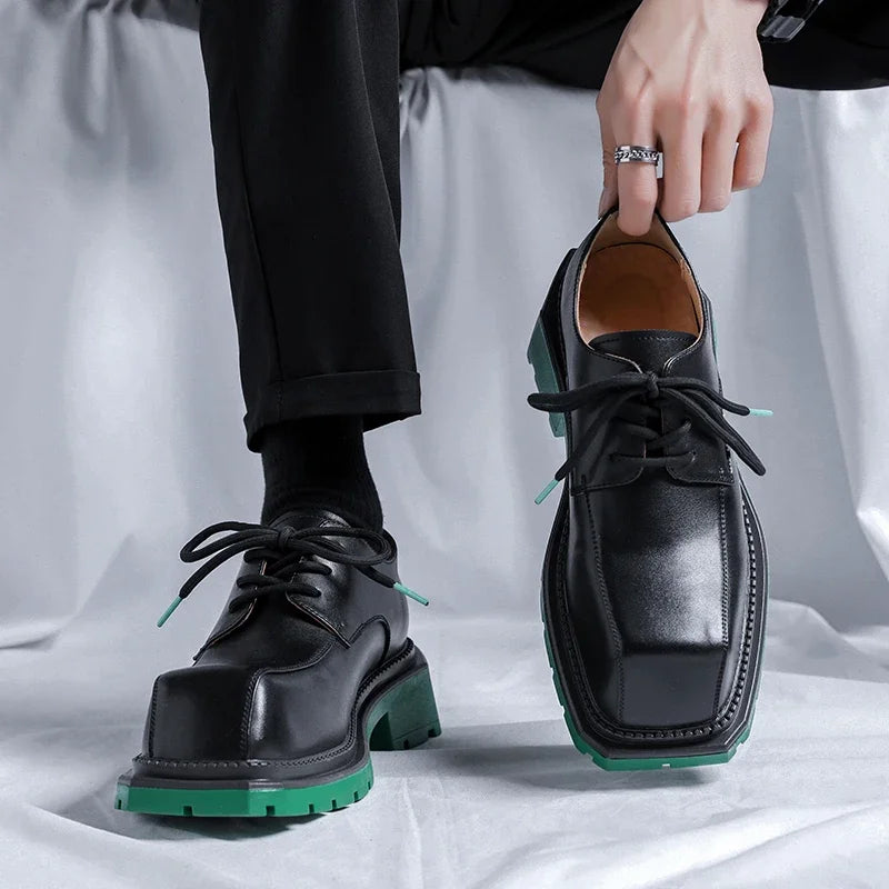 Men's Platform Leather Business Casual Dress Shoes
