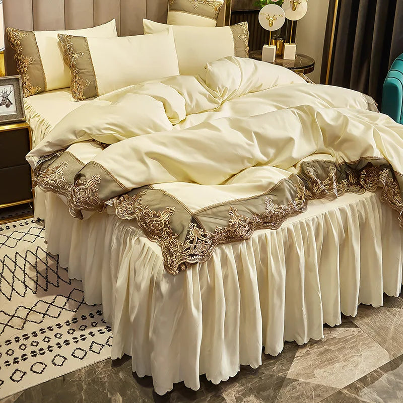 European Ice Rayon Duvet Cover and Silky Bedding Set