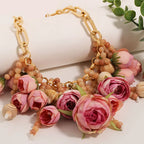 Women's Fashion Statement Three-Dimensional Rose Cluster Beads Necklace