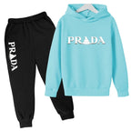Kids' Pattern Hooded Sweatshirt Pants Two-Piece Set