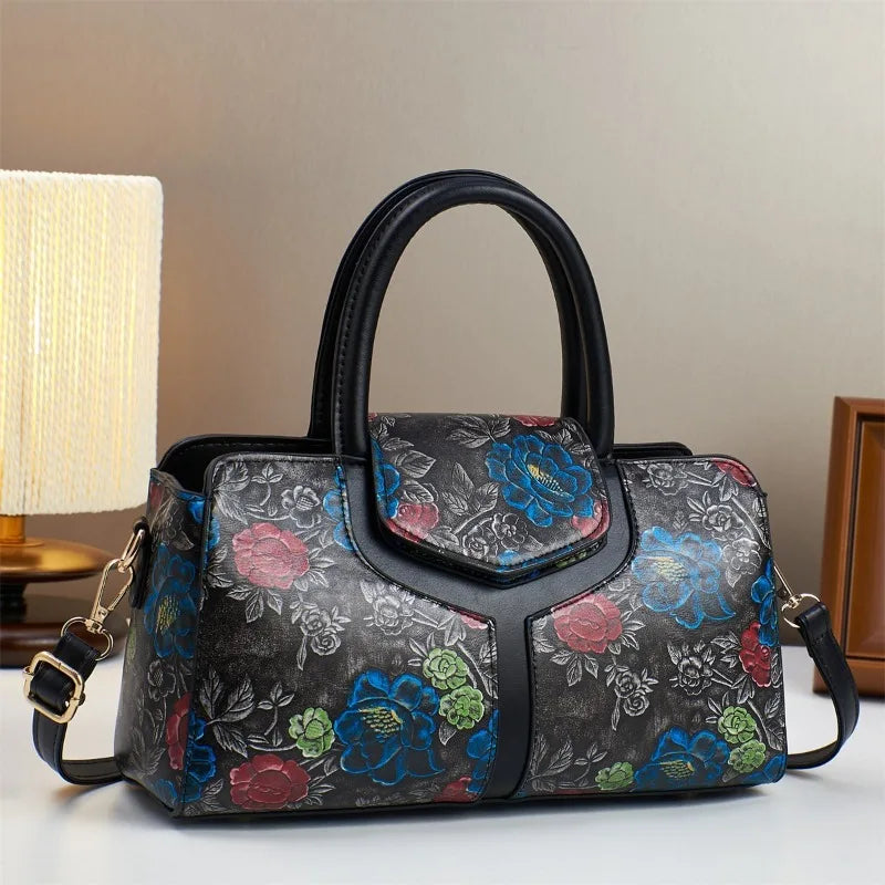 Women's Large Capacity PU Leather Boston Shoulder Crossbody Bag