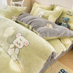 Warm Velvet Cartoon Duvet Cover and Plush Bedding Set