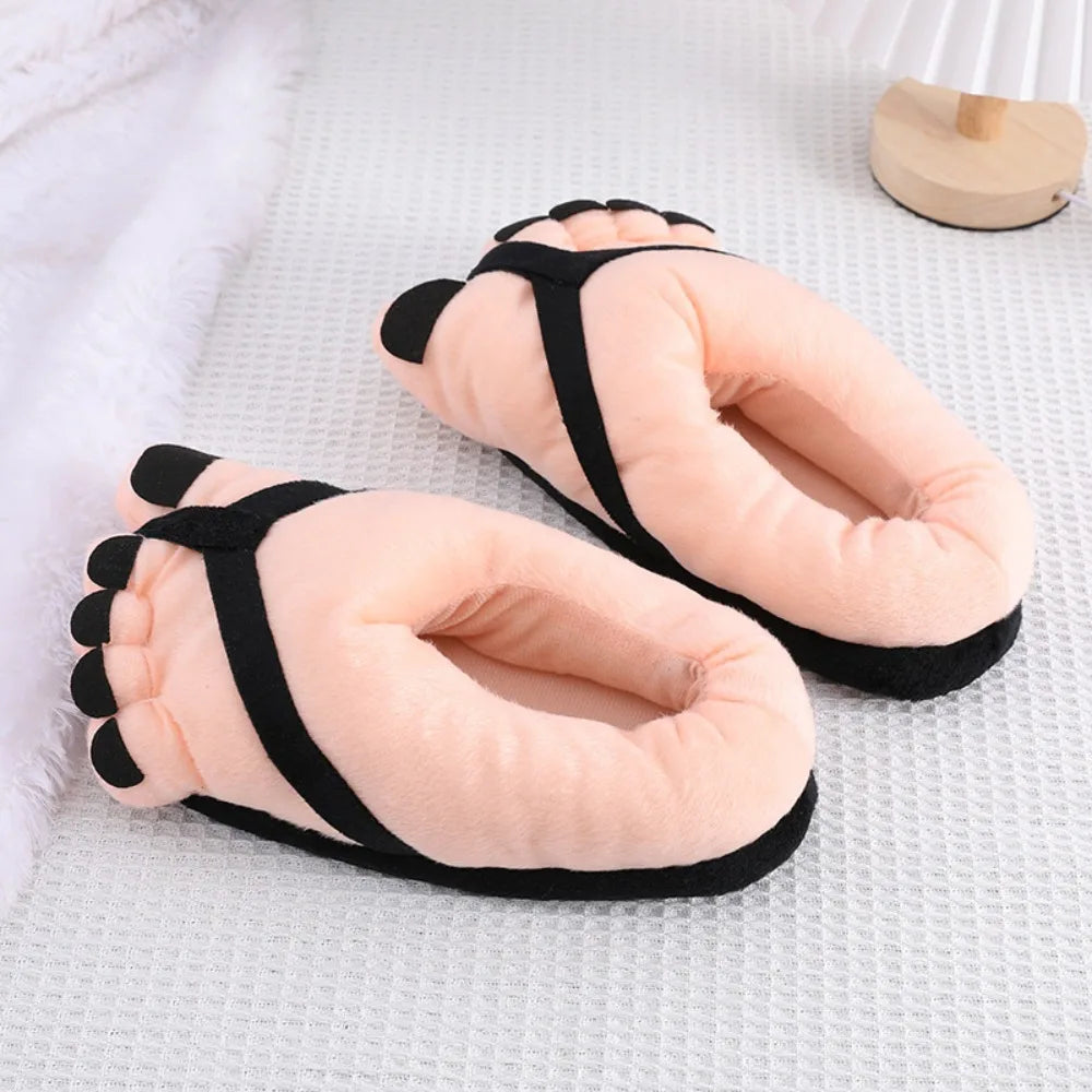 Unisex Winter Cotton Slippers Funny Cartoon Couple House Slides Warm Soft Plush Indoor Flats
