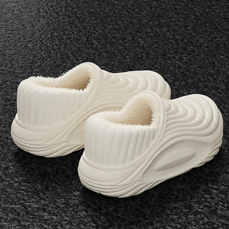 Warm Plush Waterproof EVA Slippers and Thick Furry Slides