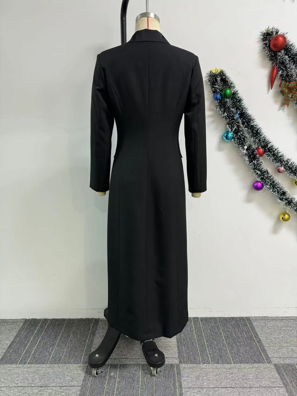 Women's Double Breasted Notched Maxi Blazer Dress