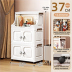 14.6in Foldable PP Plastic Storage Cabinet and Rolling Organizer