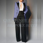 Women's Double Breasted Peak Lapel Slim Fit Pants Suit