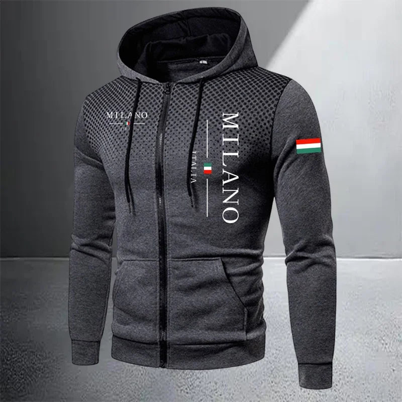 Men's Casual Zip Hooded Sweatshirt and Drawstring Pants Set
