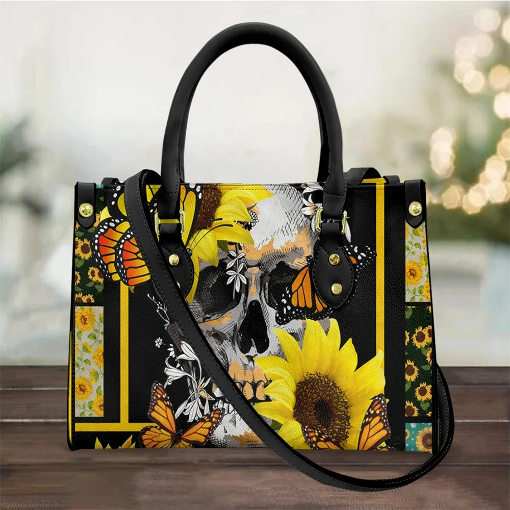 Women's Skull Pattern Faux Leather Shoulder Tote Bag