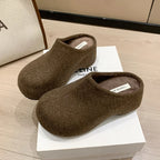 Women's Faux Suede Flat Platform Slip-On Mules